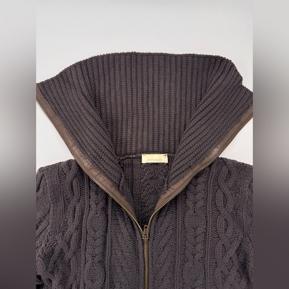 Pinko Italy Brown Full Zip Sweater Medium - Picture 2 of 5